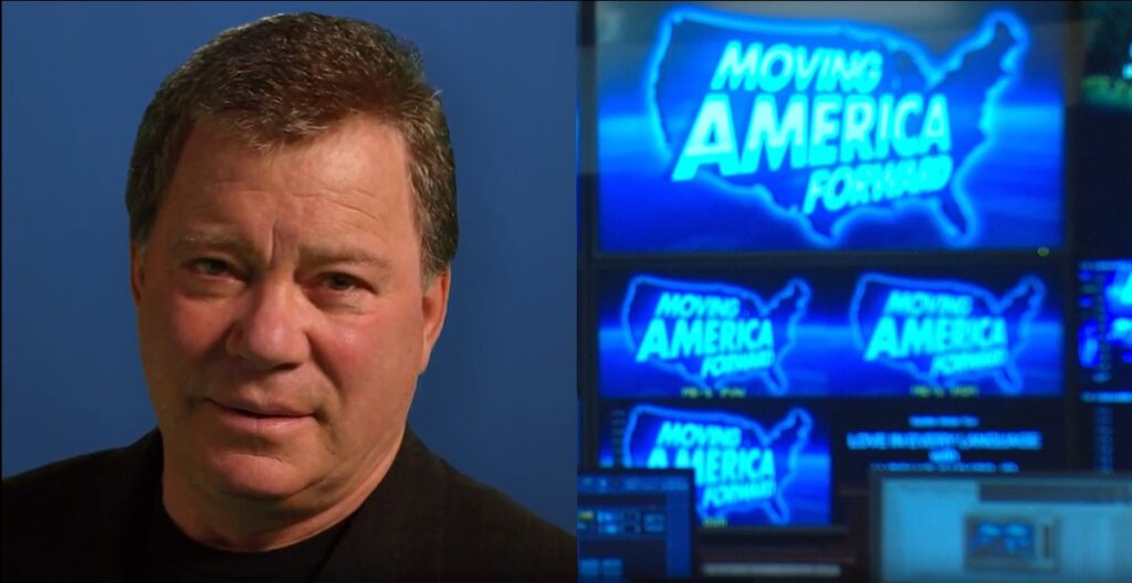 Image showing William Shatner and "Moving America Forward," a national television series
